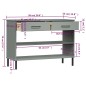 vidaXL Konsolenschrank OSLO mit Metallbeinen Grau Massivholz Kiefer vidaXL Konsolenschrank OSLO mit Metallbeinen Grau Massivholz Kiefer