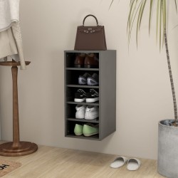 vidaXL Schuhschrank Hochglanz-Grau 31,5x35x70 cm Holzwerkstoff
