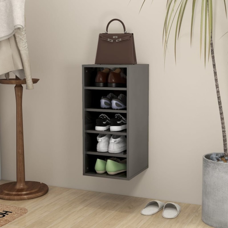 vidaXL Schuhschrank Hochglanz-Grau 31,5x35x70 cm Holzwerkstoff vidaXL Schuhschrank Hochglanz-Grau 31,5x35x70 cm Holzwerkstoff