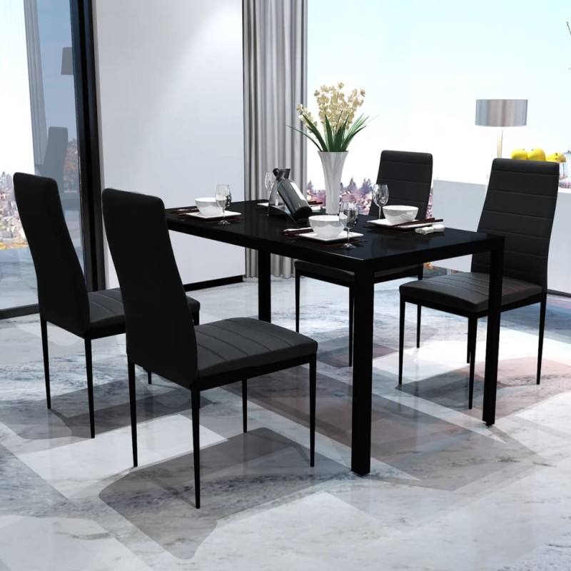 5tlg. Esstisch Set Schwarz 5tlg. Esstisch Set Schwarz