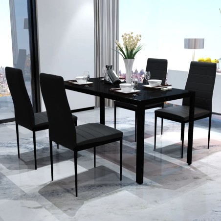 5tlg. Esstisch Set Schwarz
