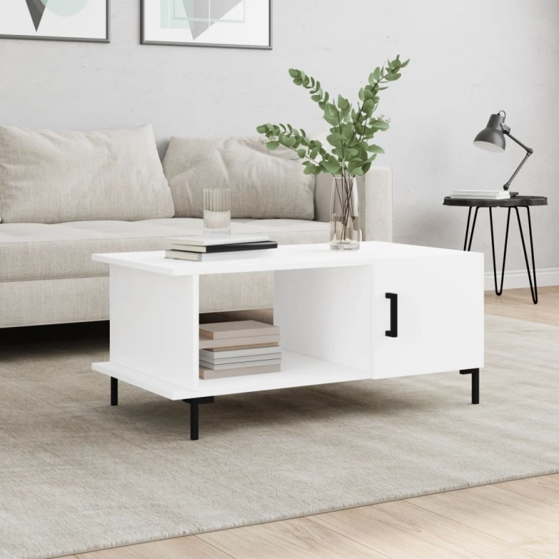 vidaXL Couchtisch Weiß 90x50x40 cm Holzwerkstoff vidaXL Couchtisch Weiß 90x50x40 cm Holzwerkstoff