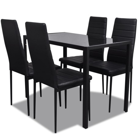 5tlg. Esstisch Set Schwarz