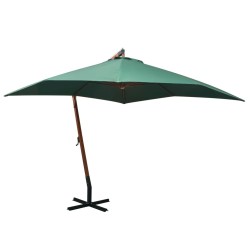 vidaXL Sonnenschirm Ampelschirm 300 x 300 cm Holzmast Grün