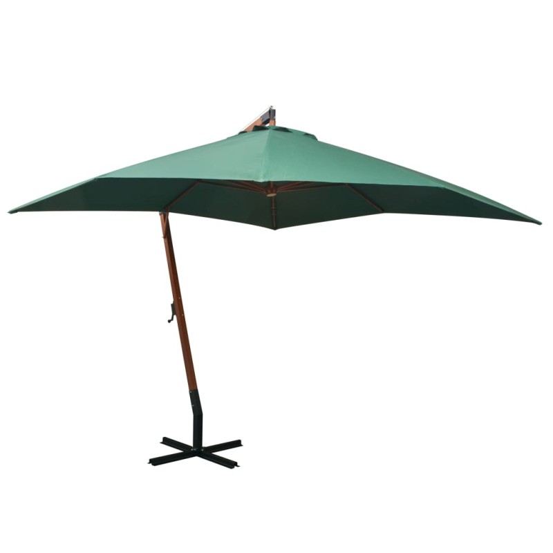 vidaXL Sonnenschirm Ampelschirm 300 x 300 cm Holzmast Grün vidaXL Sonnenschirm Ampelschirm 300 x 300 cm Holzmast Grün