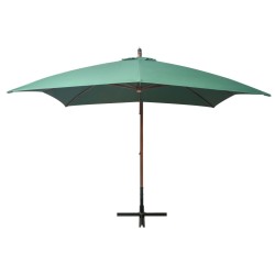 vidaXL Sonnenschirm Ampelschirm 300 x 300 cm Holzmast Grün
