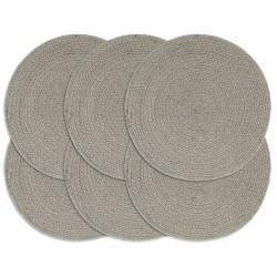 vidaXL Tischsets 6 Stk. Uni Grau 38 cm Rund Baumwolle