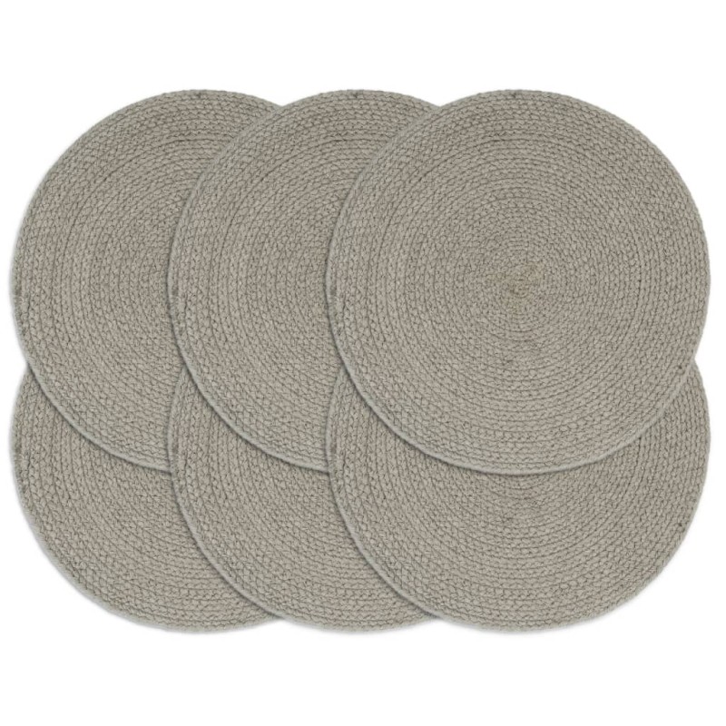 vidaXL Tischsets 6 Stk. Uni Grau 38 cm Rund Baumwolle vidaXL Tischsets 6 Stk. Uni Grau 38 cm Rund Baumwolle