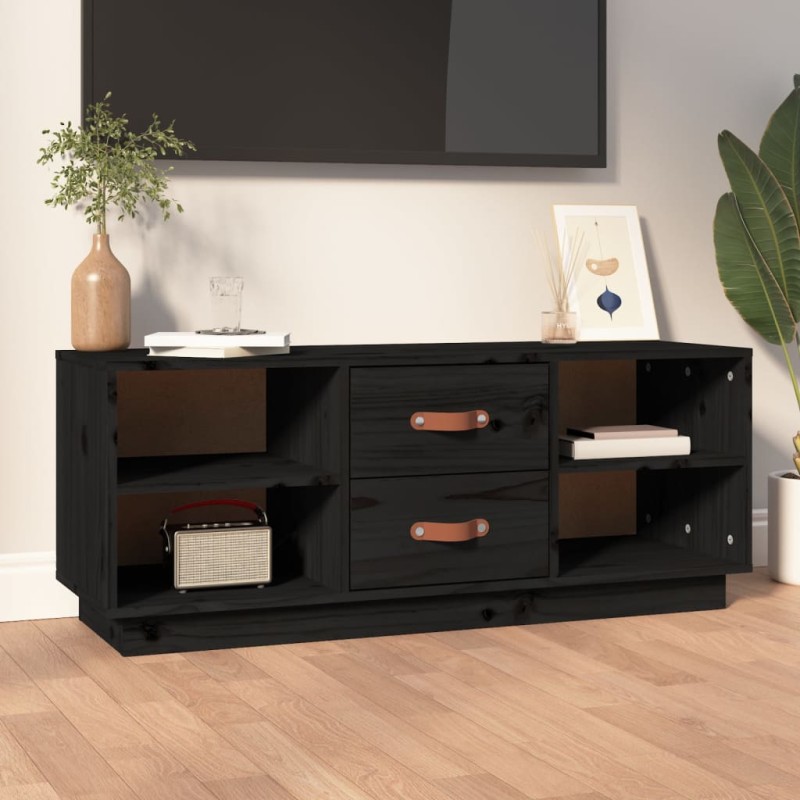 vidaXL TV-Schrank Schwarz 100x34x40 cm Massivholz Kiefer vidaXL TV-Schrank Schwarz 100x34x40 cm Massivholz Kiefer
