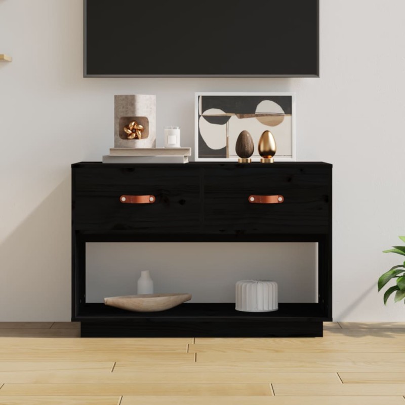 vidaXL TV-Schrank Schwarz 90x40x60 cm Massivholz Kiefer vidaXL TV-Schrank Schwarz 90x40x60 cm Massivholz Kiefer