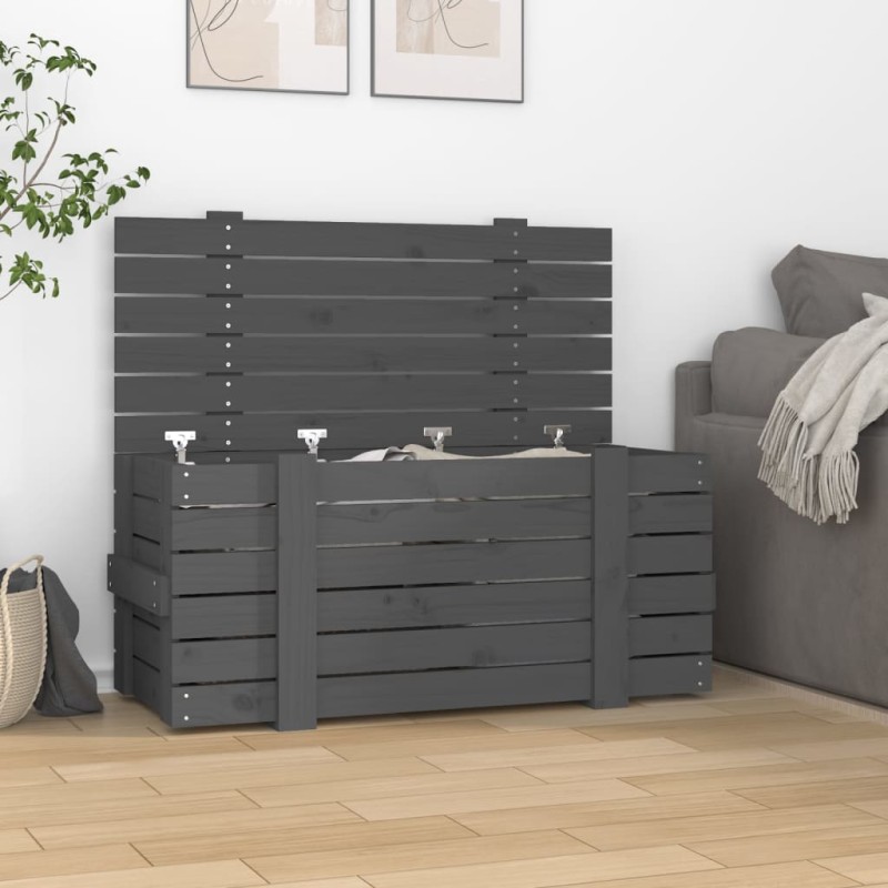 vidaXL Truhe Grau 91x40,5x42 cm Massivholz Kiefer vidaXL Truhe Grau 91x40,5x42 cm Massivholz Kiefer