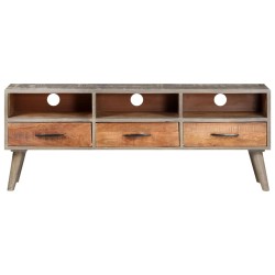 vidaXL TV-Schrank Grau 130x35x51 cm Raues Mango-Massivholz