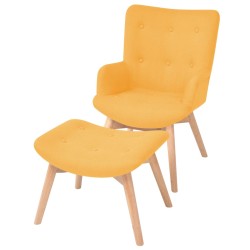 Sessel mit Fußhocker Gelb Stoff