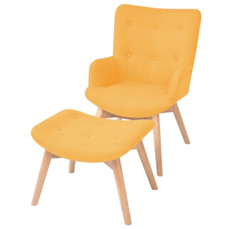 Sessel mit Fußhocker Gelb Stoff