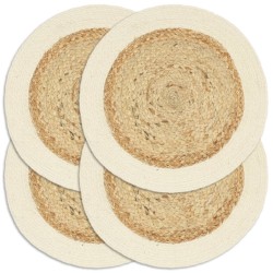 vidaXL Tischsets 4 Stk. Uni Natur 38 cm Rund Jute und Baumwolle 