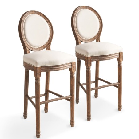 vidaXL Barhocker 2 Stk. Weiß Leinen 