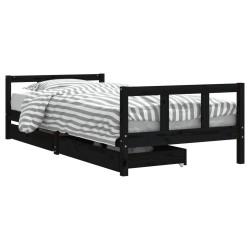 vidaXL Kinderbett mit Schubladen Schwarz 90x200 cm Massivholz Kiefer