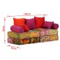 2-Sitzer Modularer Pouf Patchwork Stoff 2-Sitzer Modularer Pouf Patchwork Stoff
