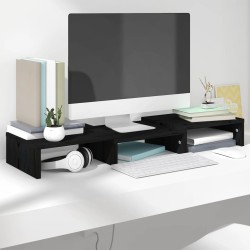 vidaXL Monitorständer Schwarz 60x24x10,5 cm Massivholz Kiefer