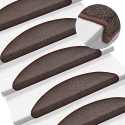 vidaXL 15 Stk. Treppenmatten Kaffeebraun 56 x 17 x 3 cm