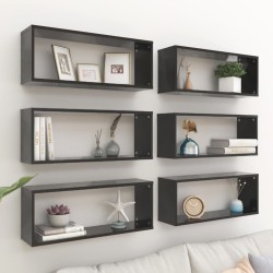 vidaXL Würfelregale 6 Stk. Schwarz 60x15x23 cm Holzwerkstoff