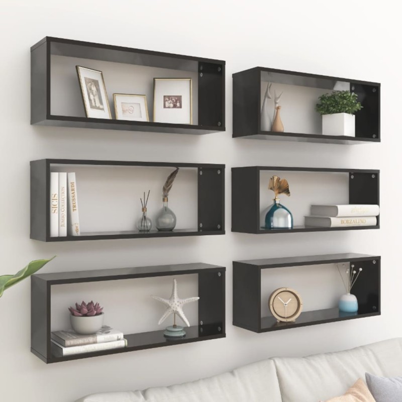 vidaXL Würfelregale 6 Stk. Schwarz 60x15x23 cm Holzwerkstoff vidaXL Würfelregale 6 Stk. Schwarz 60x15x23 cm Holzwerkstoff