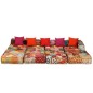 4-Sitzer Modularer Pouf Patchwork Stoff 4-Sitzer Modularer Pouf Patchwork Stoff