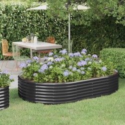 vidaXL Hochbeet Pulverbeschichteter Stahl 214x140x36 cm Anthrazit