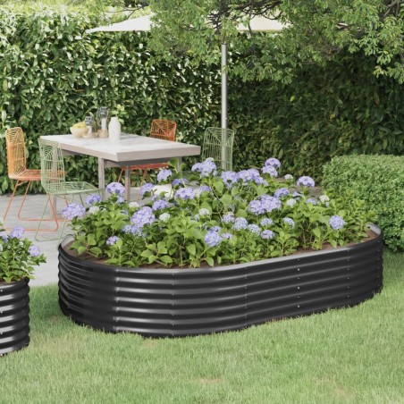 vidaXL Hochbeet Pulverbeschichteter Stahl 214x140x36 cm Anthrazit