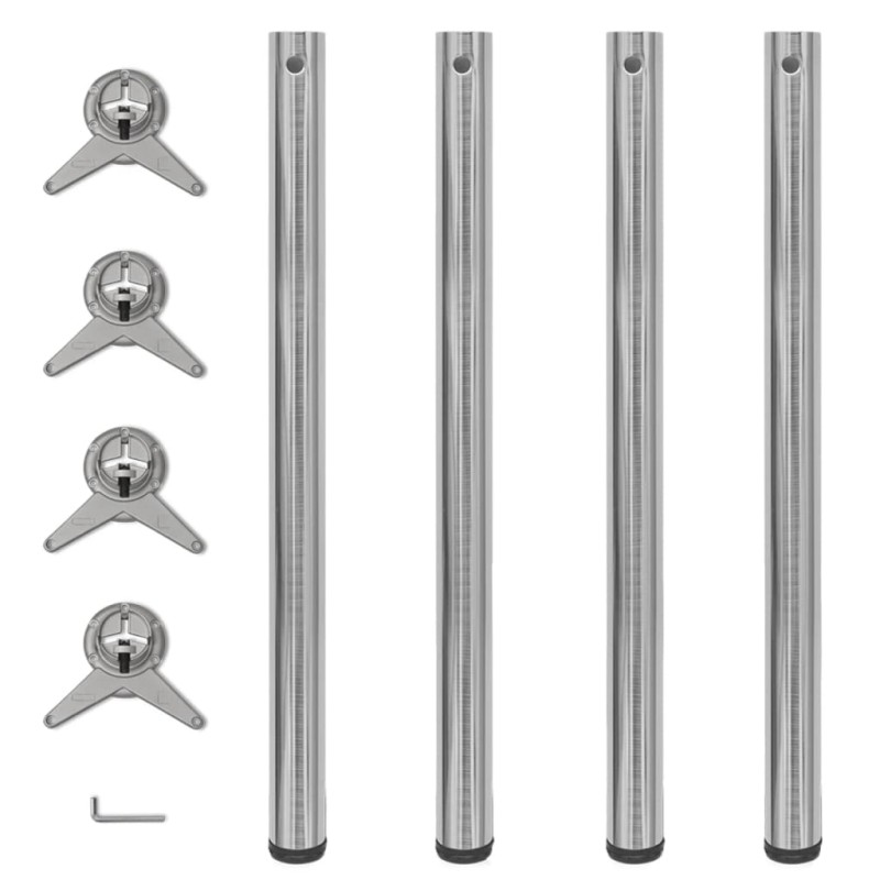 4x höhenverstellbares Tischbein Nickel gebürstet 870 mm 4x höhenverstellbares Tischbein Nickel gebürstet 870 mm