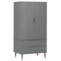 vidaXL Kleiderschrank MOLDE Grau 90x55x175 cm Massivholz Kiefer