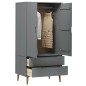 vidaXL Kleiderschrank MOLDE Grau 90x55x175 cm Massivholz Kiefer vidaXL Kleiderschrank MOLDE Grau 90x55x175 cm Massivholz Kiefer