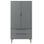 vidaXL Kleiderschrank MOLDE Grau 90x55x175 cm Massivholz Kiefer vidaXL Kleiderschrank MOLDE Grau 90x55x175 cm Massivholz Kiefer