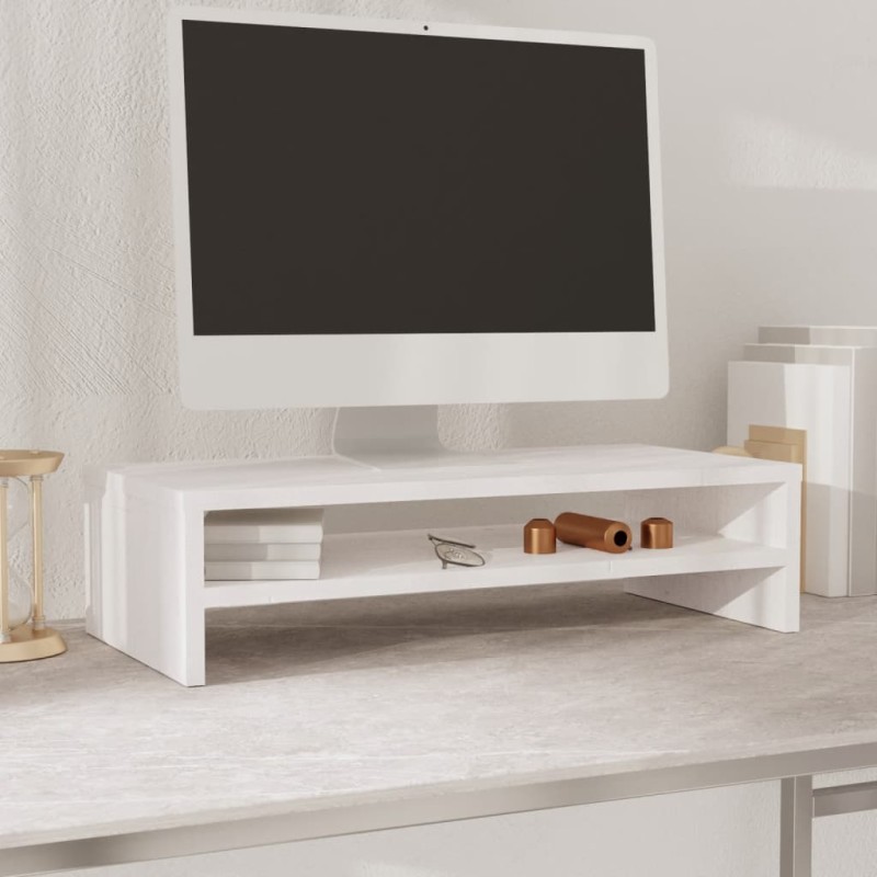 vidaXL Monitorständer Weiß 50x24x13 cm Massivholz Kiefer vidaXL Monitorständer Weiß 50x24x13 cm Massivholz Kiefer