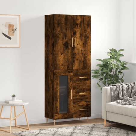 Highboard Räuchereiche 69,5x34x180 cm Holzwerkstoff