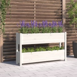 vidaXL Pflanzkübel Weiß 112x25x66 cm Massivholz Kiefer