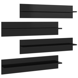 vidaXL Wandregale 4 Stk. Hochglanz-Schwarz 80x11,5x18 cm Holzwerkstoff