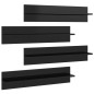 vidaXL Wandregale 4 Stk. Hochglanz-Schwarz 80x11,5x18 cm Holzwerkstoff