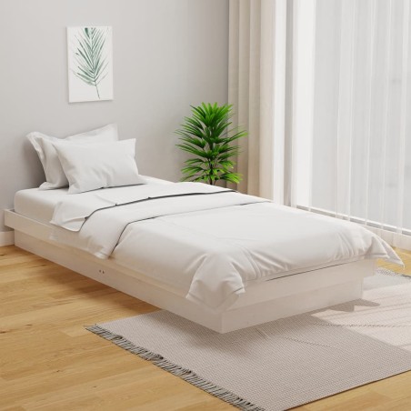 vidaXL Massivholzbett Weiß 100x200 cm