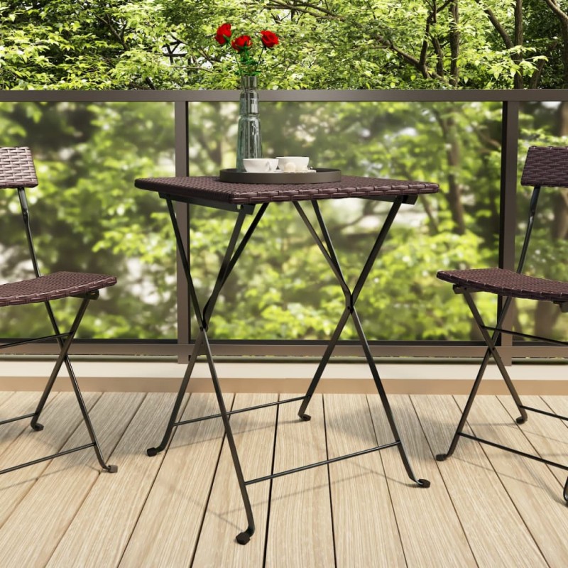 vidaXL Bistrotisch Klappbar Braun 55x54x71 cm Poly Rattan vidaXL Bistrotisch Klappbar Braun 55x54x71 cm Poly Rattan