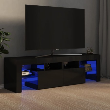 vidaXL TV-Schrank mit LED-Beleuchtung Hochglanz-Schwarz 140x36,5x40 cm