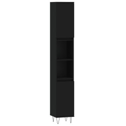 vidaXL Badschrank Schwarz 30x30x190 cm Holzwerkstoff