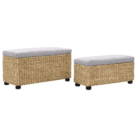vidaXL Sitzbank-Set 2-tlg. Seegras Grau