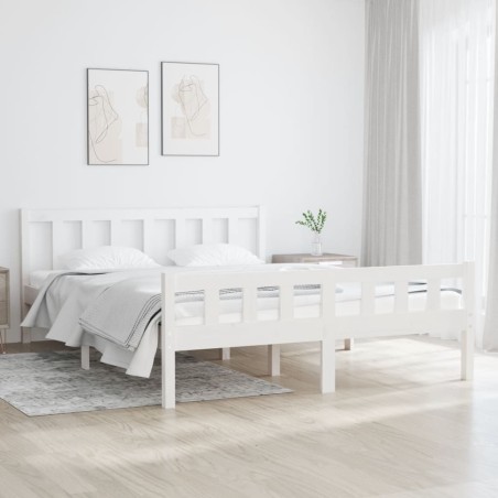 vidaXL Massivholzbett Weiß 140x190 cm