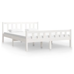 vidaXL Massivholzbett Weiß 140x190 cm