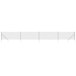 Maschendrahtzaun mit Bodenhülsen Silbern 1,1x10 m
