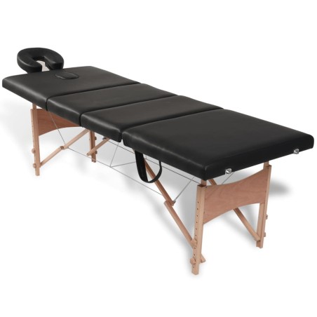  vidaXL Massageliege Klappbar 4-Zonen mit Holzgestell Schwarz