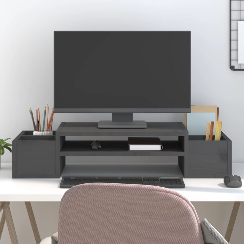 vidaXL Monitorständer Grau 70x27,5x15 cm Massivholz Kiefer vidaXL Monitorständer Grau 70x27,5x15 cm Massivholz Kiefer
