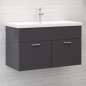 vidaXL Waschbeckenunterschrank Hochglanz-Grau 80x38,5x46cm vidaXL Waschbeckenunterschrank Hochglanz-Grau 80x38,5x46cm