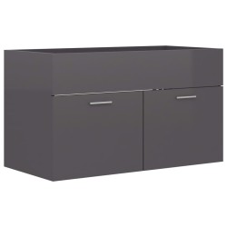 vidaXL Waschbeckenunterschrank Hochglanz-Grau 80x38,5x46cm